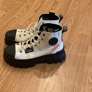 Palladium Black and White High-Top Boots